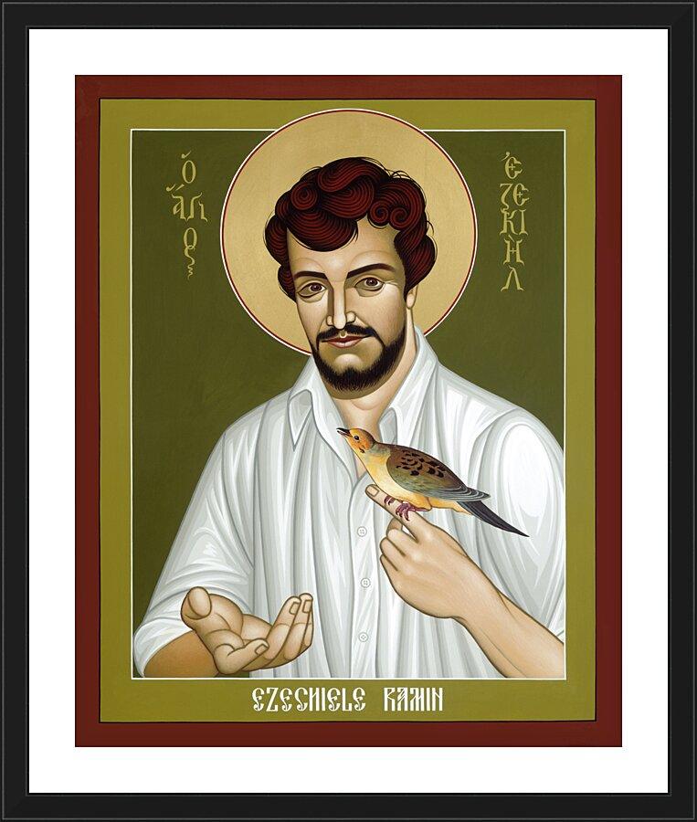 Wall Frame Black, Matted - Ezechiele Ramin, MCCJ by Br. Robert Lentz, OFM - Trinity Stores