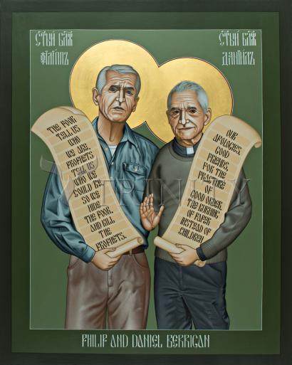 Wall Frame Black, Matted - Philip and Daniel Berrigan by Br. Robert Lentz, OFM - Trinity Stores