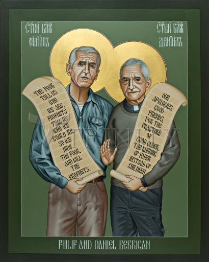 Wall Frame Espresso, Matted - Philip and Daniel Berrigan by Br. Robert Lentz, OFM - Trinity Stores
