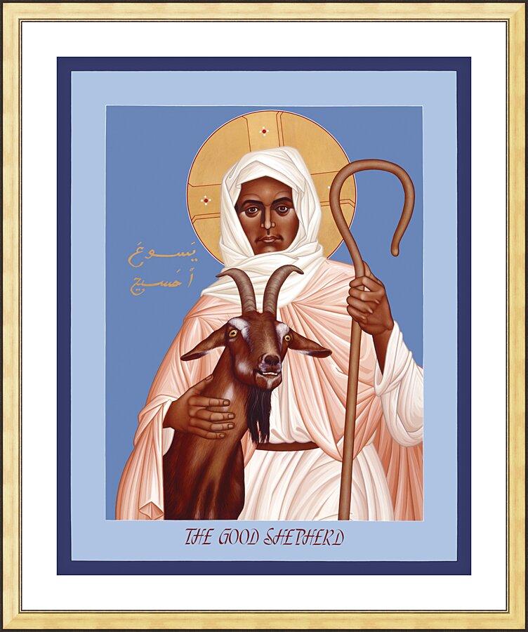 Wall Frame Gold, Matted - Good Shepherd by Br. Robert Lentz, OFM - Trinity Stores