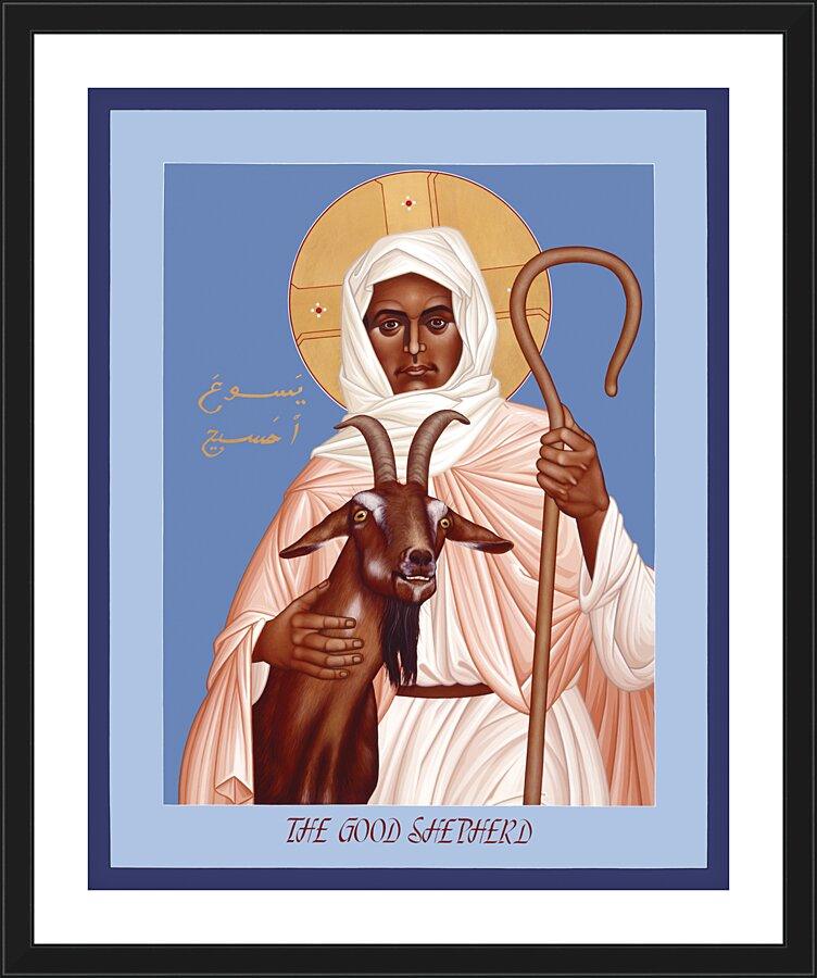 Wall Frame Black, Matted - Good Shepherd by Br. Robert Lentz, OFM - Trinity Stores