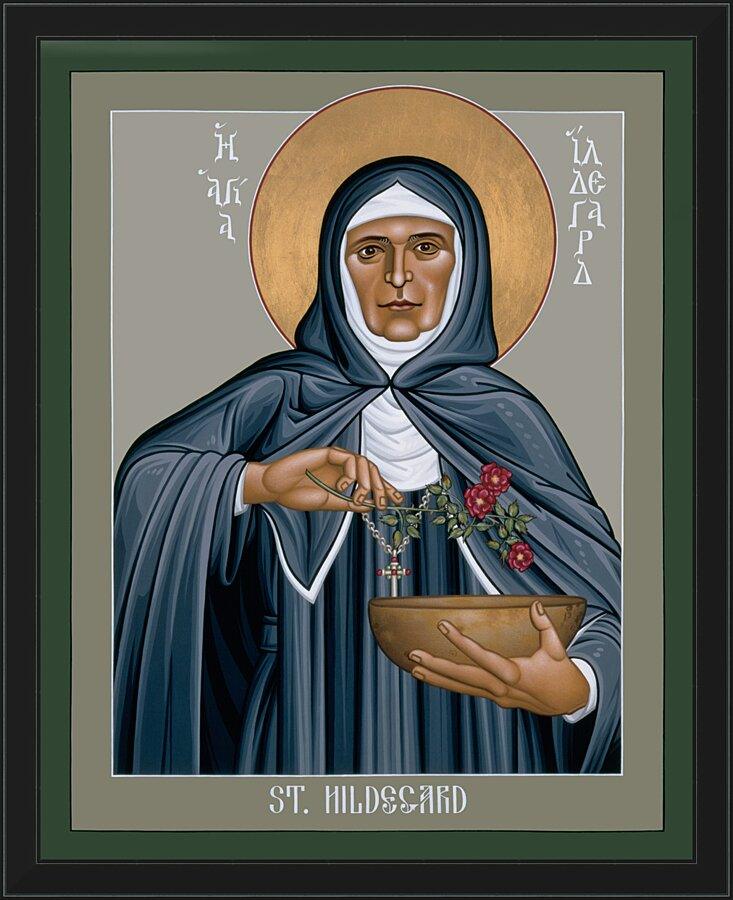 Wall Frame Black - St. Hildegard of Bingen by Br. Robert Lentz, OFM - Trinity Stores