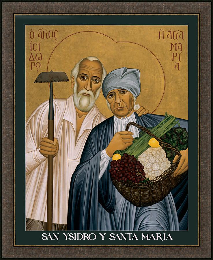 Wall Frame Espresso - Sts. Isidore and Maria by Br. Robert Lentz, OFM - Trinity Stores