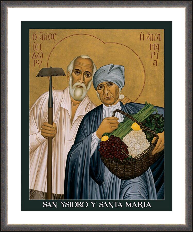 Wall Frame Espresso, Matted - Sts. Isidore and Maria by Br. Robert Lentz, OFM - Trinity Stores