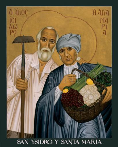 Wall Frame Gold, Matted - Sts. Isidore and Maria by Br. Robert Lentz, OFM - Trinity Stores