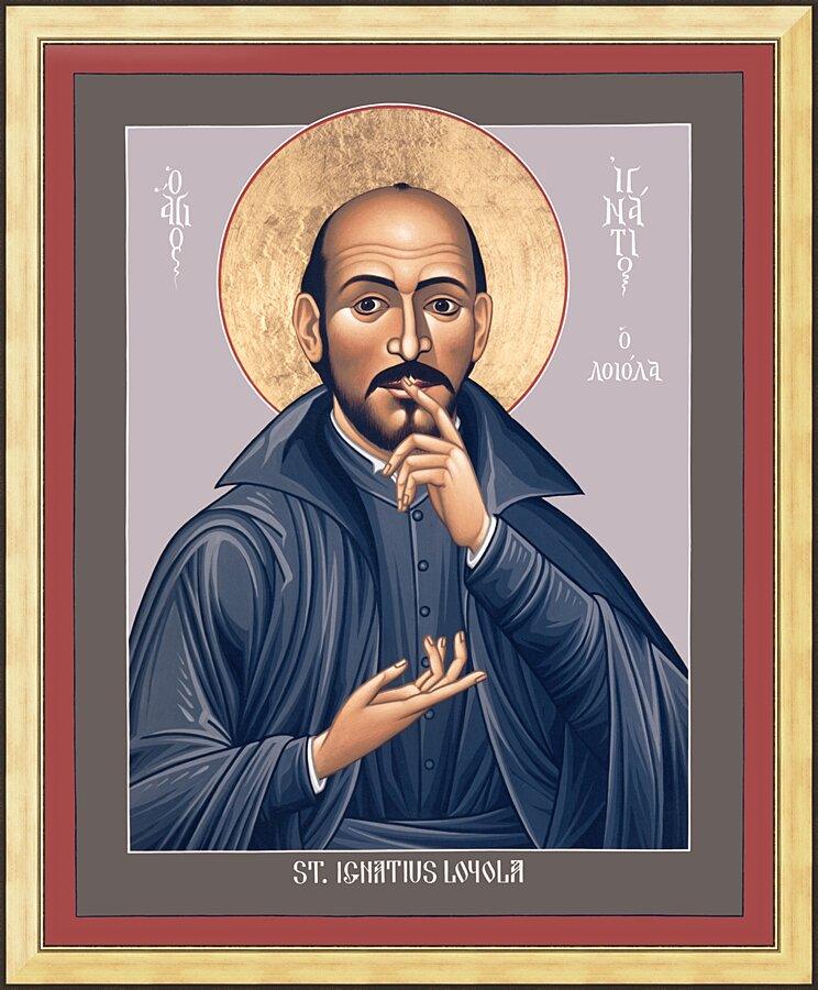 Wall Frame Gold - St. Ignatius Loyola by Br. Robert Lentz, OFM - Trinity Stores