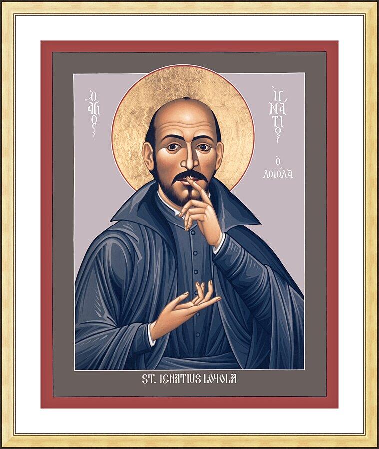 Wall Frame Gold, Matted - St. Ignatius Loyola by Br. Robert Lentz, OFM - Trinity Stores