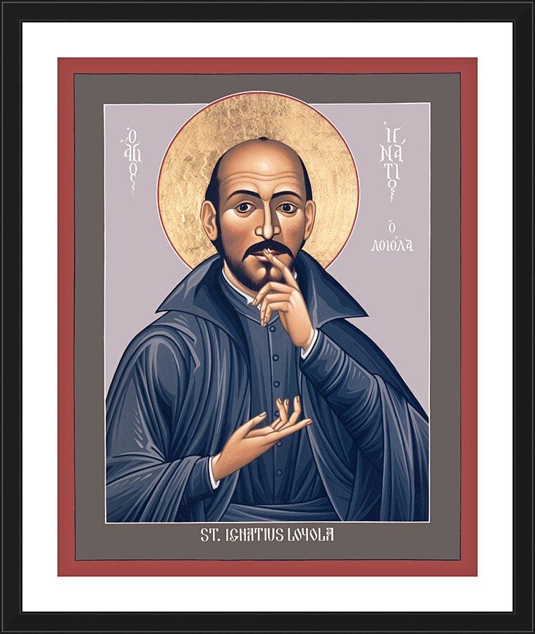 Wall Frame Black, Matted - St. Ignatius Loyola by Br. Robert Lentz, OFM - Trinity Stores