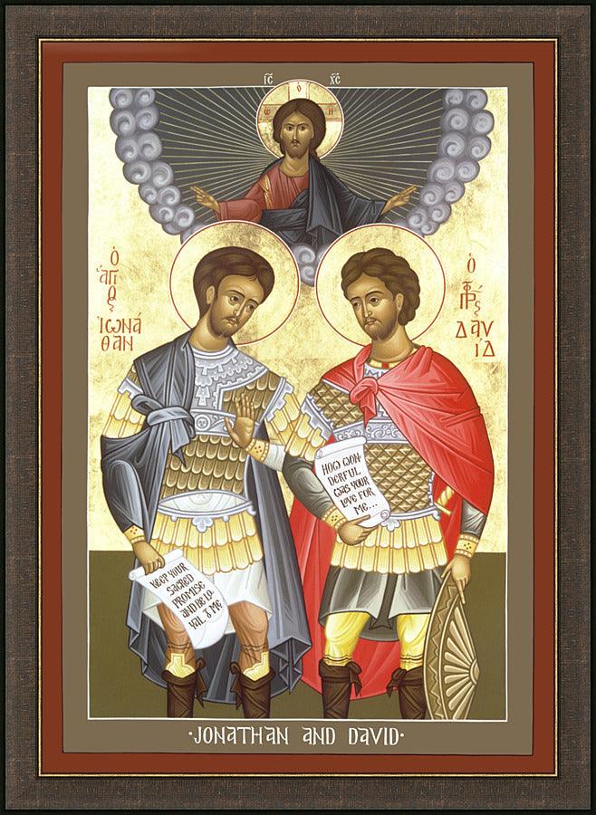 Wall Frame Espresso - Jonathan and David by Br. Robert Lentz, OFM - Trinity Stores