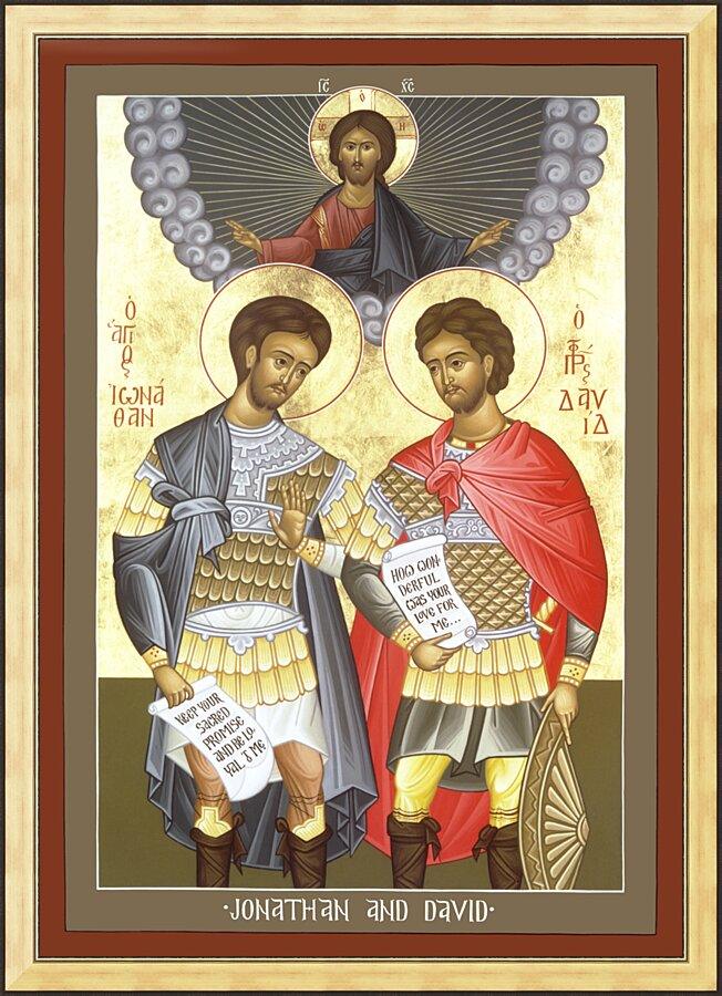 Wall Frame Gold - Jonathan and David by Br. Robert Lentz, OFM - Trinity Stores