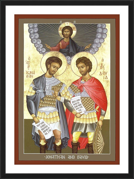 Wall Frame Black, Matted - Jonathan and David by Br. Robert Lentz, OFM - Trinity Stores