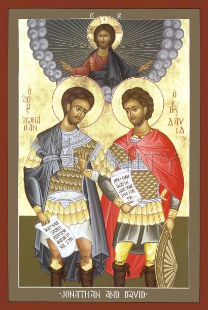 Wall Frame Black, Matted - Jonathan and David by Br. Robert Lentz, OFM - Trinity Stores