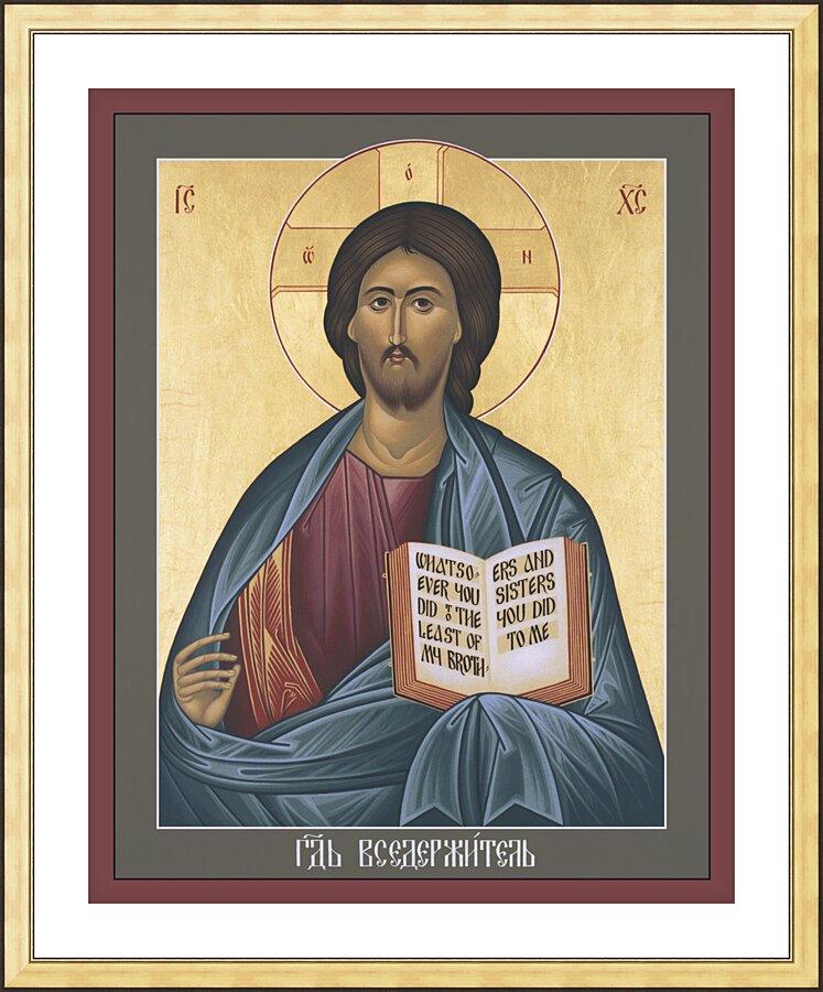 Wall Frame Gold, Matted - Jesus Christ: Pantocrator by Br. Robert Lentz, OFM - Trinity Stores