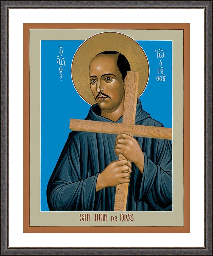 Wall Frame Espresso, Matted - St. John of God by Br. Robert Lentz, OFM - Trinity Stores