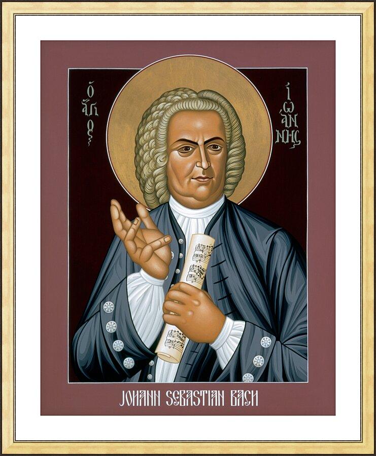 Wall Frame Gold, Matted - Johann Sebastian Bach by Br. Robert Lentz, OFM - Trinity Stores