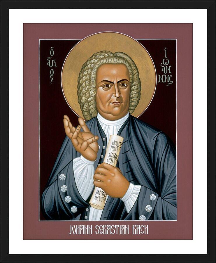 Wall Frame Black, Matted - Johann Sebastian Bach by Br. Robert Lentz, OFM - Trinity Stores