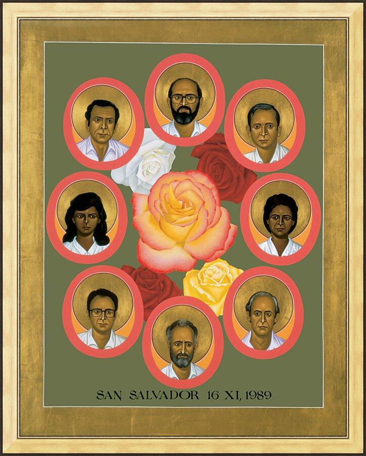Wall Frame Gold - Martyrs of the Jesuit University by Br. Robert Lentz, OFM - Trinity Stores