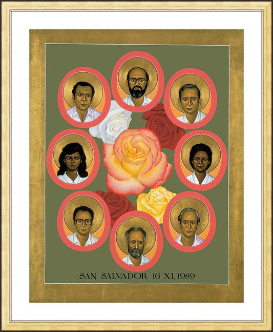 Wall Frame Gold, Matted - Martyrs of the Jesuit University by Br. Robert Lentz, OFM - Trinity Stores