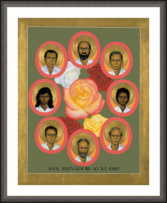 Wall Frame Espresso, Matted - Martyrs of the Jesuit University by Br. Robert Lentz, OFM - Trinity Stores