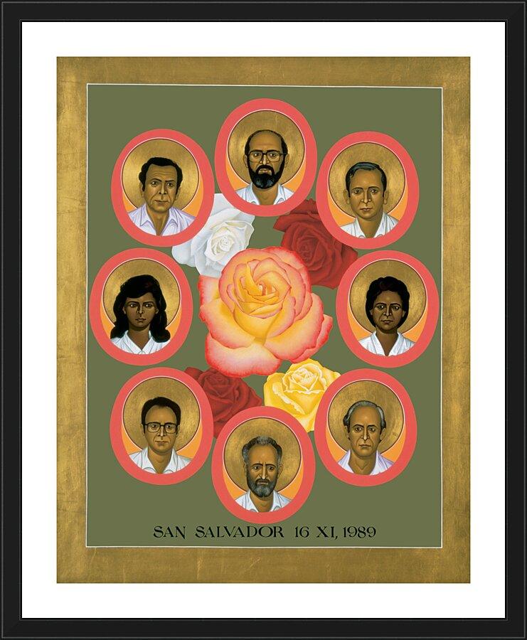 Wall Frame Black, Matted - Martyrs of the Jesuit University by Br. Robert Lentz, OFM - Trinity Stores