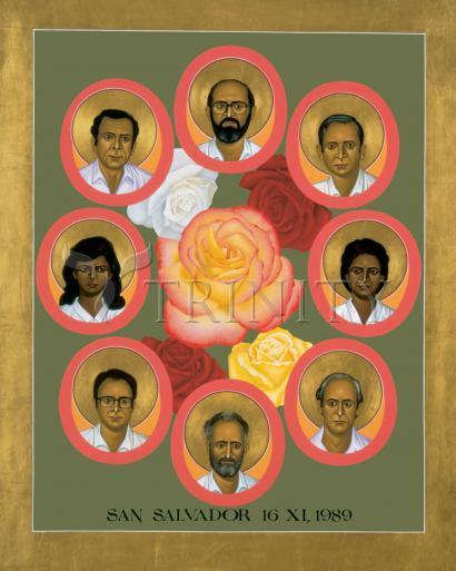 Wall Frame Black, Matted - Martyrs of the Jesuit University by Br. Robert Lentz, OFM - Trinity Stores
