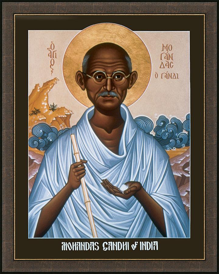 Wall Frame Espresso - Mohandas Gandhi by Br. Robert Lentz, OFM - Trinity Stores