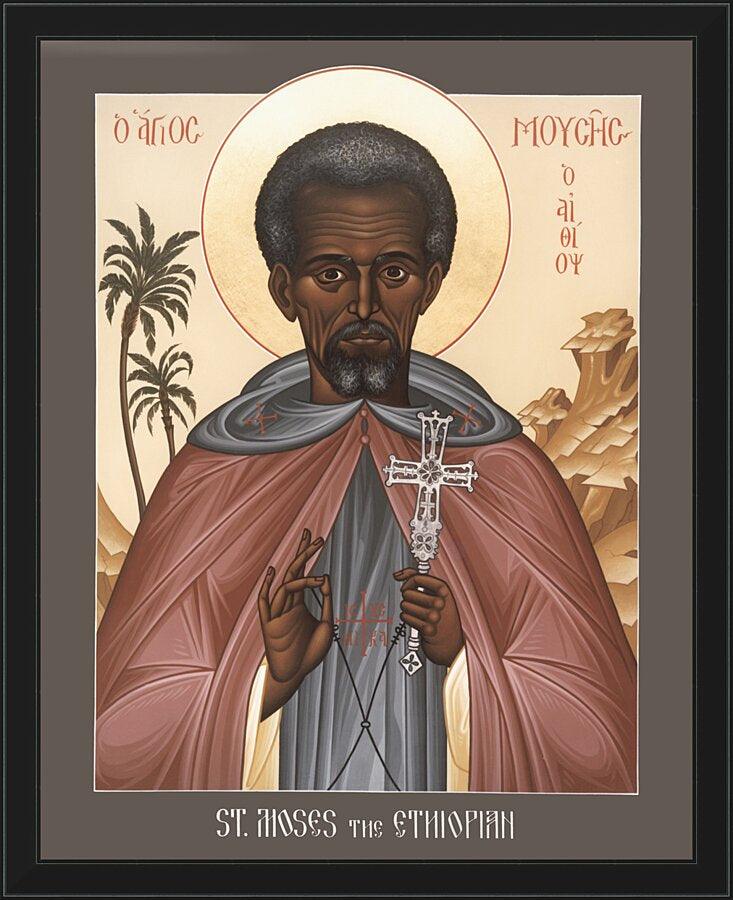 Wall Frame Black - St. Moses the Ethiopian by Br. Robert Lentz, OFM - Trinity Stores