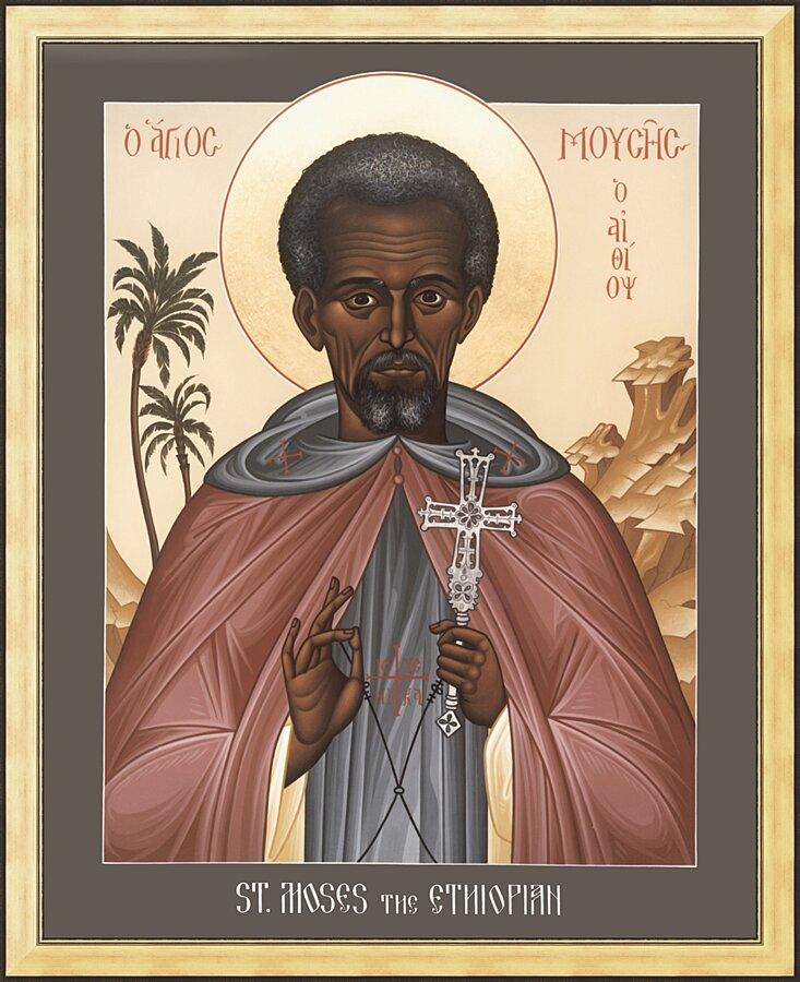 Wall Frame Gold - St. Moses the Ethiopian by Br. Robert Lentz, OFM - Trinity Stores