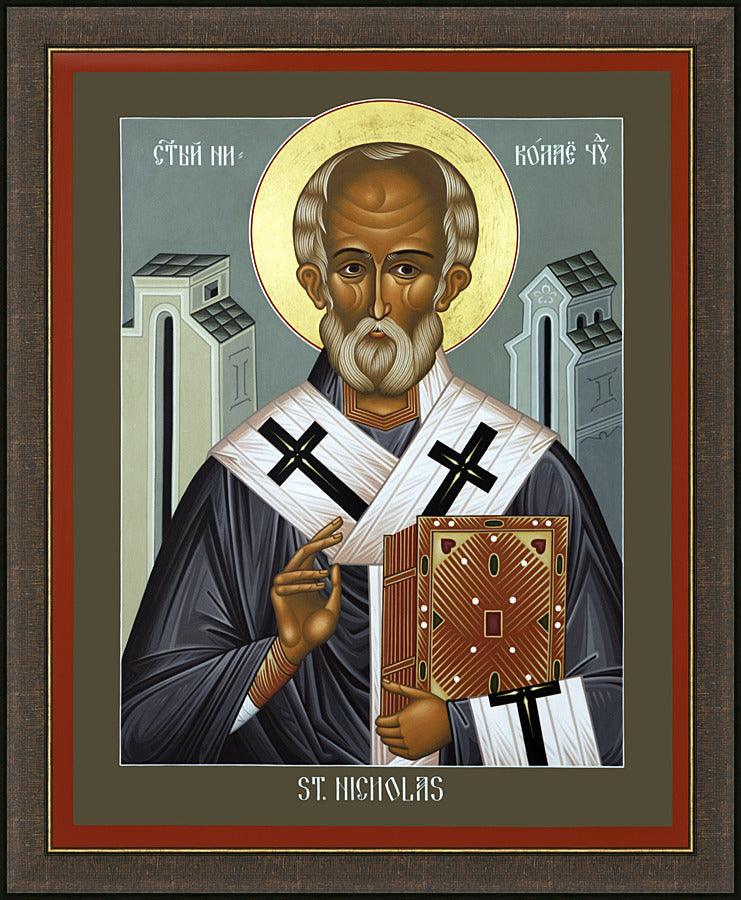 Wall Frame Espresso - St. Nicholas of Myra by Br. Robert Lentz, OFM - Trinity Stores