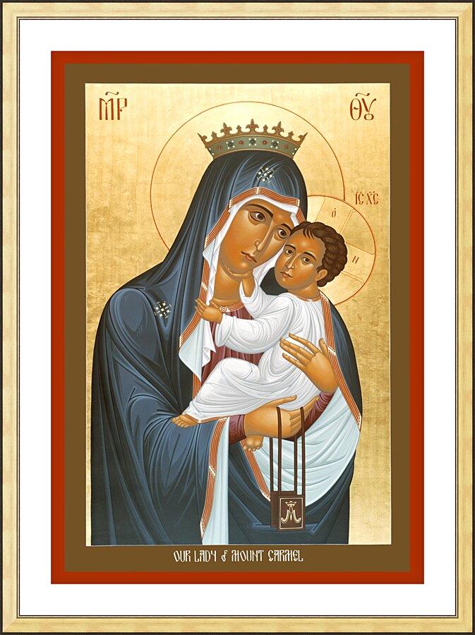 Wall Frame Gold, Matted - Our Lady of Mt. Carmel by Br. Robert Lentz, OFM - Trinity Stores
