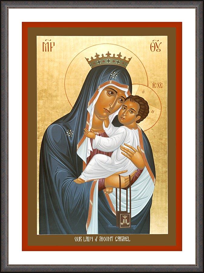 Wall Frame Espresso, Matted - Our Lady of Mt. Carmel by Br. Robert Lentz, OFM - Trinity Stores