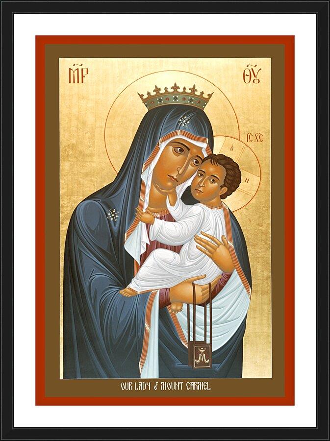 Wall Frame Black, Matted - Our Lady of Mt. Carmel by Br. Robert Lentz, OFM - Trinity Stores