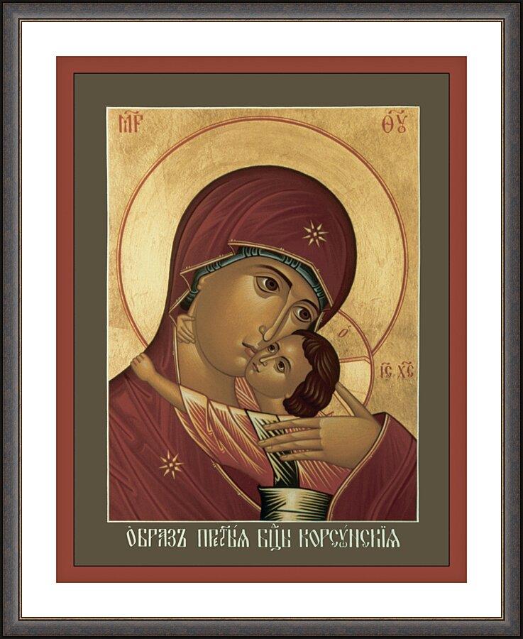 Wall Frame Espresso, Matted - Our Lady of Korsun by Br. Robert Lentz, OFM - Trinity Stores