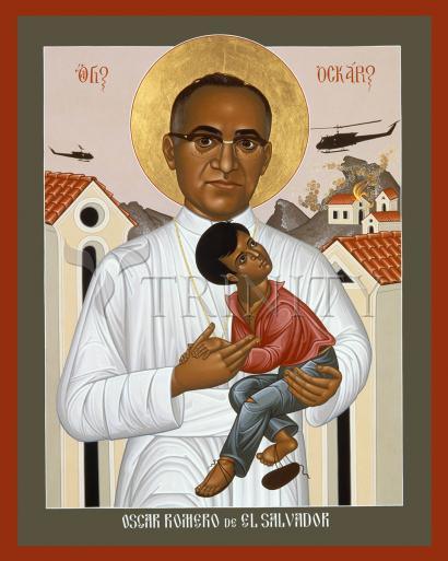 Wall Frame Black, Matted - St. Oscar Romero of El Salvador by Br. Robert Lentz, OFM - Trinity Stores
