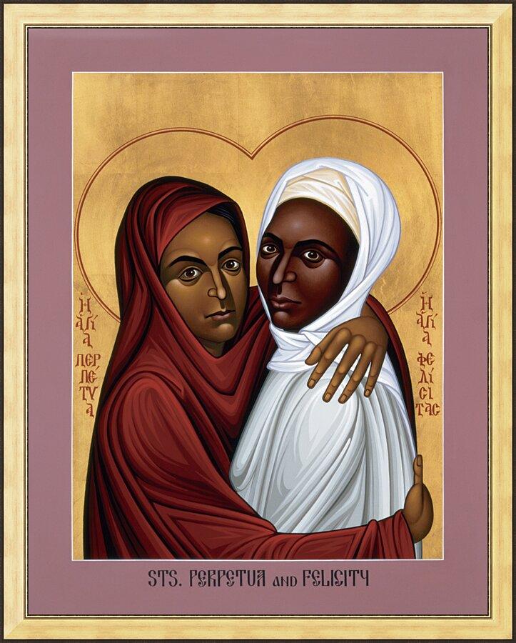 Wall Frame Gold - Sts. Perpetua and Felicity by Br. Robert Lentz, OFM - Trinity Stores