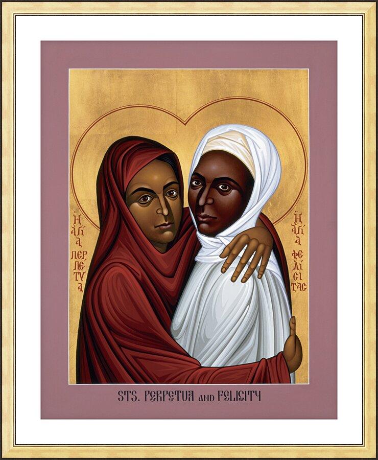 Wall Frame Gold, Matted - Sts. Perpetua and Felicity by Br. Robert Lentz, OFM - Trinity Stores
