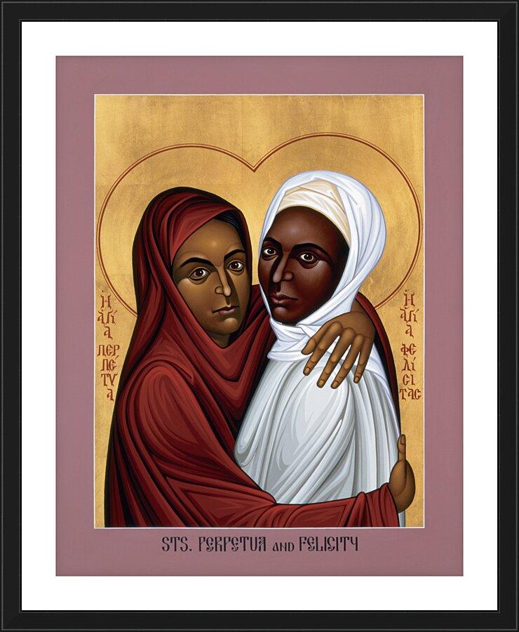 Wall Frame Black, Matted - Sts. Perpetua and Felicity by Br. Robert Lentz, OFM - Trinity Stores
