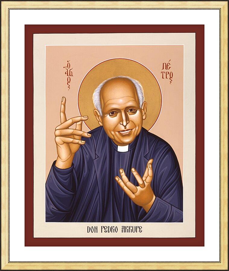 Wall Frame Gold, Matted - Pedro Arrupe, SJ by Br. Robert Lentz, OFM - Trinity Stores