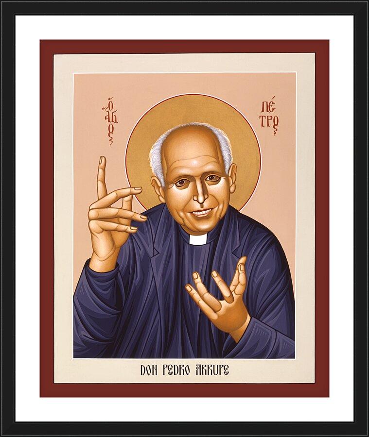 Wall Frame Black, Matted - Pedro Arrupe, SJ by Br. Robert Lentz, OFM - Trinity Stores