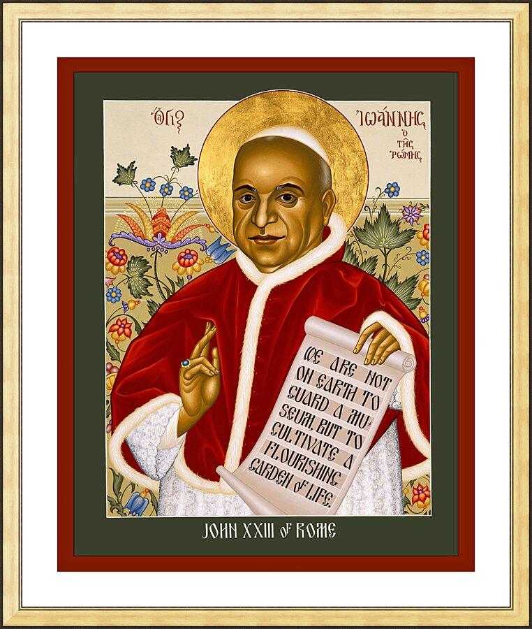 Wall Frame Gold, Matted - St. John XXIII by Br. Robert Lentz, OFM - Trinity Stores