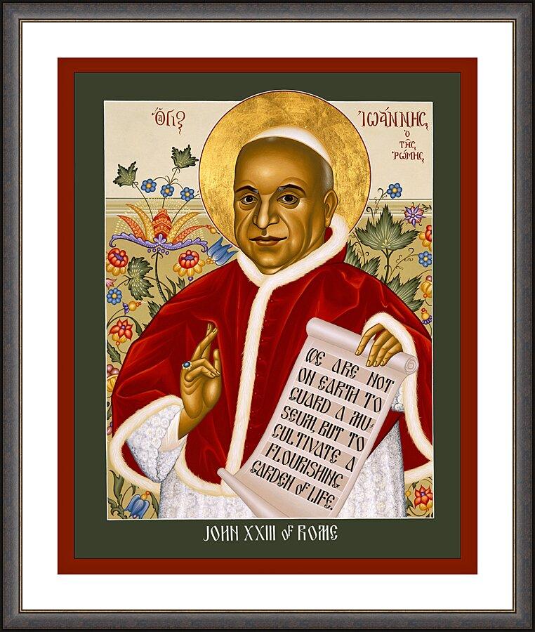 Wall Frame Espresso, Matted - St. John XXIII by Br. Robert Lentz, OFM - Trinity Stores