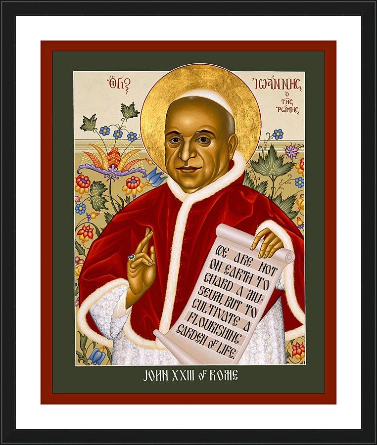 Wall Frame Black, Matted - St. John XXIII by Br. Robert Lentz, OFM - Trinity Stores