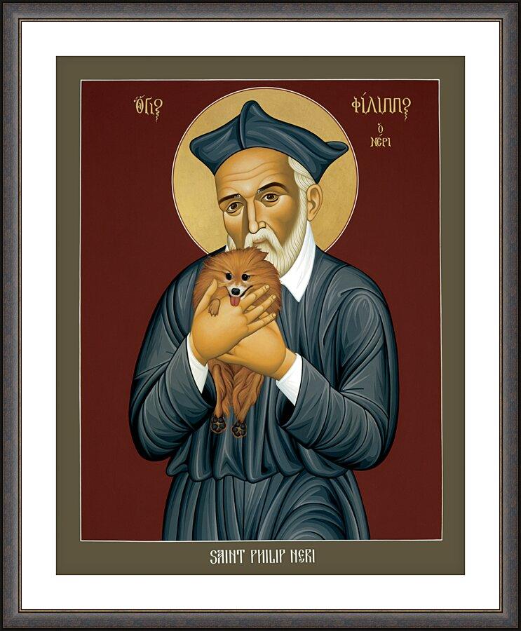Wall Frame Espresso, Matted - St. Philip Neri by Br. Robert Lentz, OFM - Trinity Stores