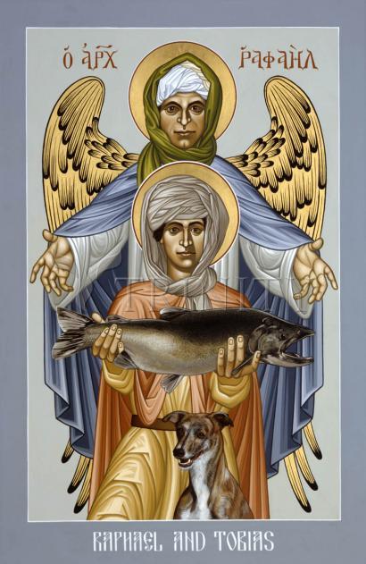 Wall Frame Gold, Matted - St. Raphael and Tobias by Br. Robert Lentz, OFM - Trinity Stores