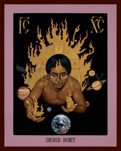 Wall Frame Black, Matted - Sacred Heart by Br. Robert Lentz, OFM - Trinity Stores