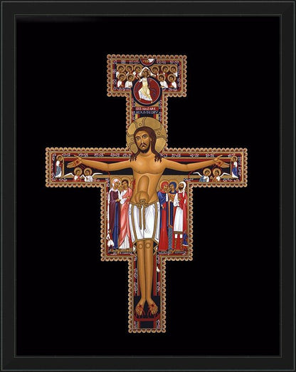 Wall Frame Black - San Damiano Crucifix by Br. Robert Lentz, OFM - Trinity Stores