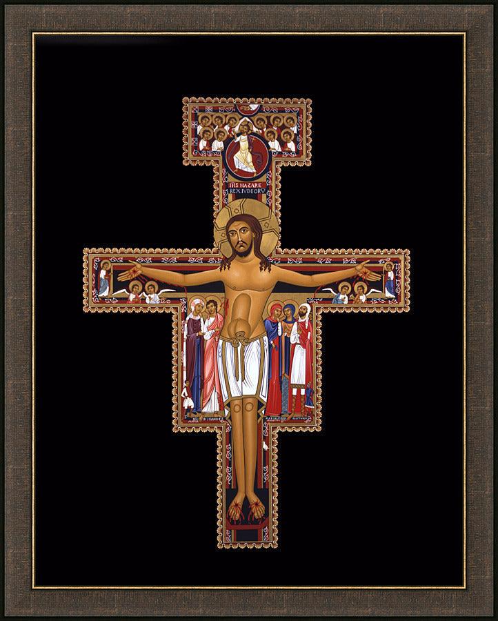 Wall Frame Espresso - San Damiano Crucifix by Br. Robert Lentz, OFM - Trinity Stores
