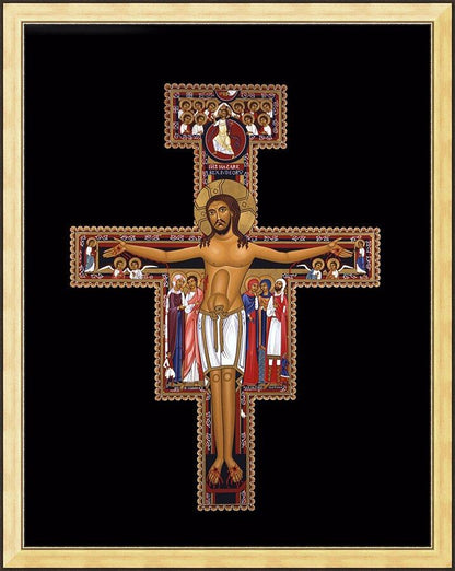 Wall Frame Gold - San Damiano Crucifix by Br. Robert Lentz, OFM - Trinity Stores