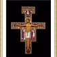 Wall Frame Gold, Matted - San Damiano Crucifix by Br. Robert Lentz, OFM - Trinity Stores