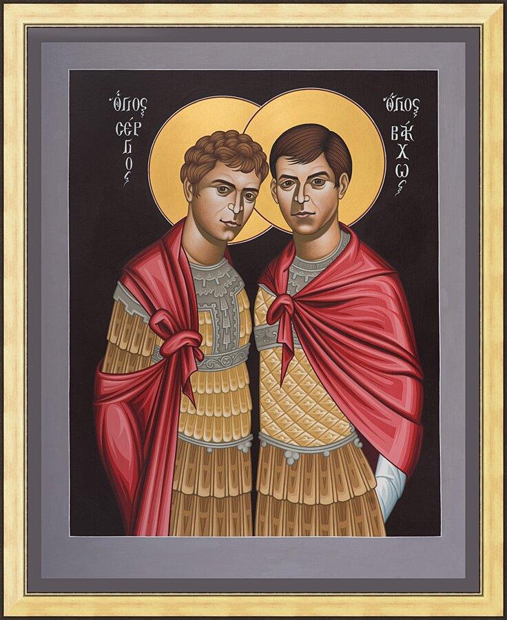 Wall Frame Gold - Sts. Sergius and Bacchus by Br. Robert Lentz, OFM - Trinity Stores